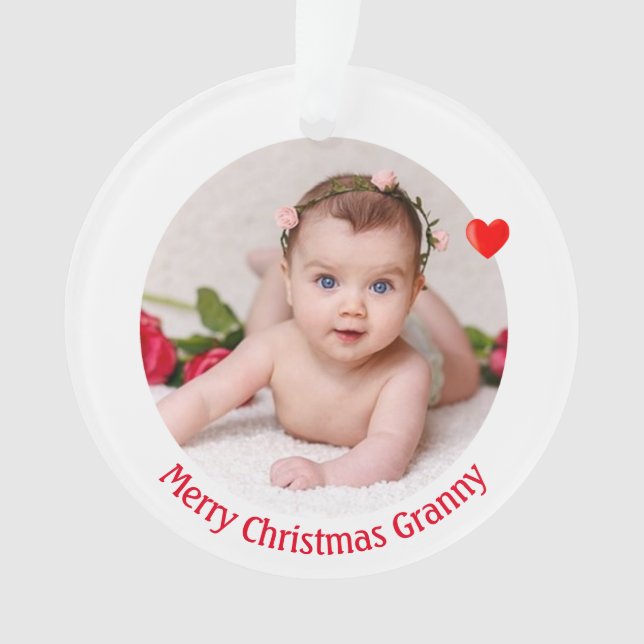 Merry Christmas Grandma & Custom Photo Ornament (Front)