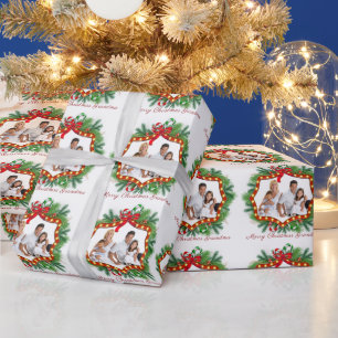 Merry Christmas Grandma Custom Photo Wrapping Paper