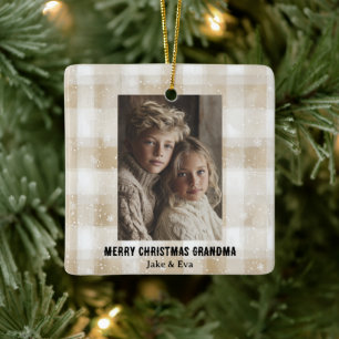 Merry Christmas Grandma Family Photo Ornament