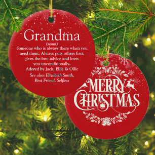 Merry Christmas Grandma Grandmother Definition Ceramic Tree Decoration