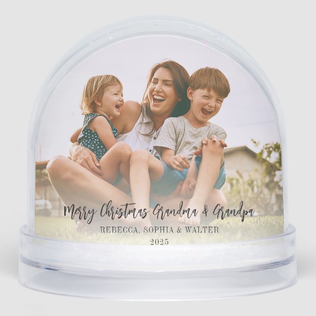 Merry Christmas Grandma Grandpa Photos Snowglobe (Front)