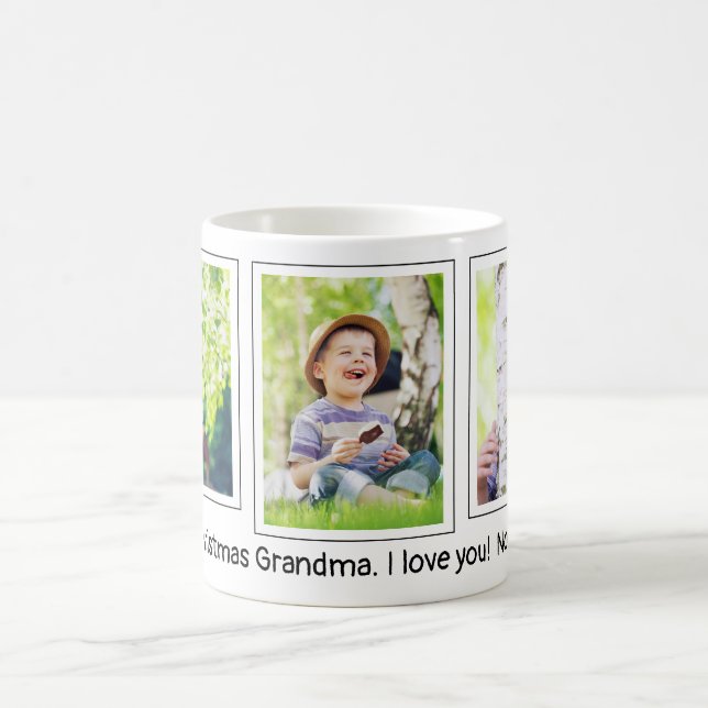 Merry Christmas Grandma I Love You 3 Photo Child Coffee Mug (Center)