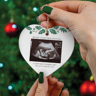 Merry Christmas Grandma Pregnancy Ultrasound Photo Ceramic Tree Decoration