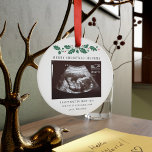 Merry Christmas Grandma Pregnancy Ultrasound Photo Ornament<br><div class="desc">It's always a good time to share this exciting news with your nearest and dearest. Perfect Christmas gift idea for the grandma to be with ultrasound photo. Customise this unique announcement display, add your details and let everyone know about this special news. Great gift for new parents and baby showers....</div>