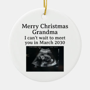 Merry Christmas Grandma Ultrasound Pregnancy Ceramic Tree Decoration