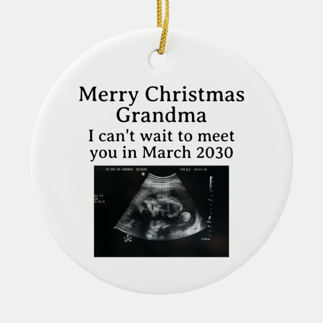 Merry Christmas Grandma Ultrasound Pregnancy Ceramic Tree Decoration (Front)
