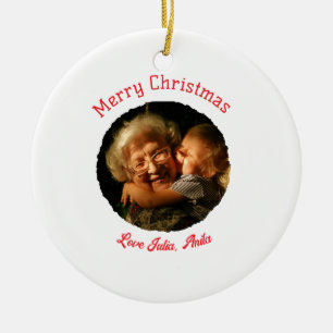 Merry Christmas grandmother daughter photo circle Ceramic Tree Decoration