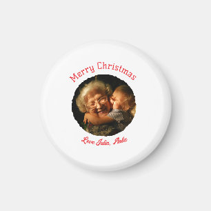 Merry Christmas grandmother daughter photo circle Magnet