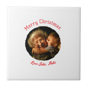 Merry Christmas grandmother daughter photo circle Tile