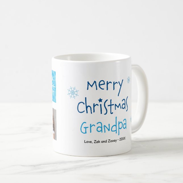 Merry Christmas Grandpa 2 Photo Custom Mug (Front Right)