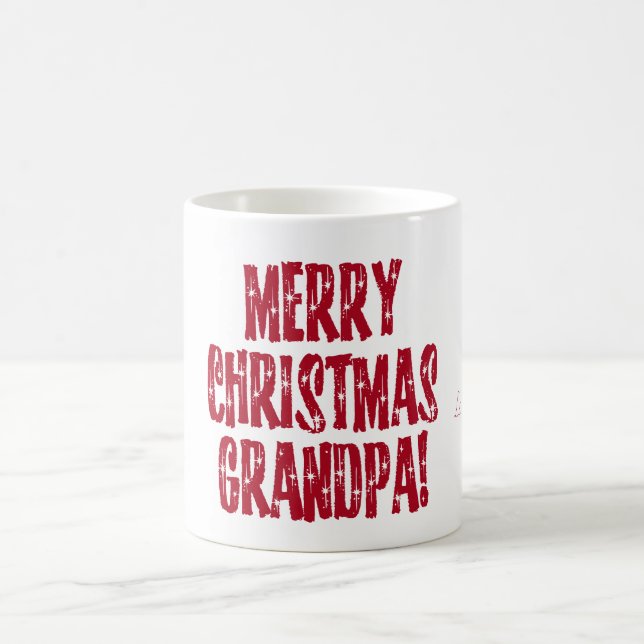 Merry Christmas Grandpa! Festive Stars Typography Coffee Mug (Center)