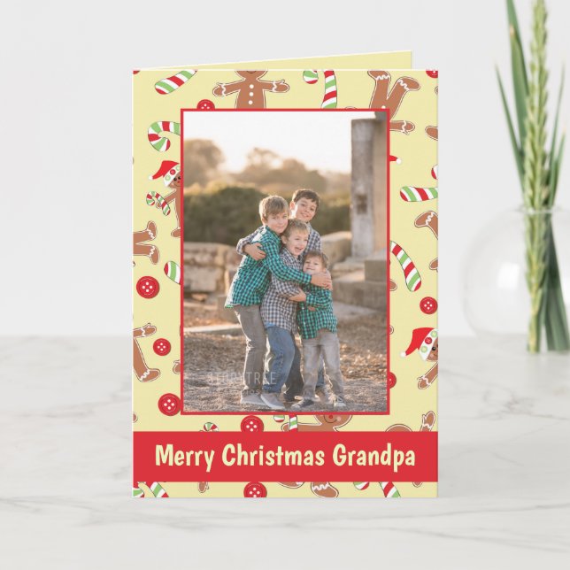 Merry Christmas Grandpa Holiday Photo Card (Front)