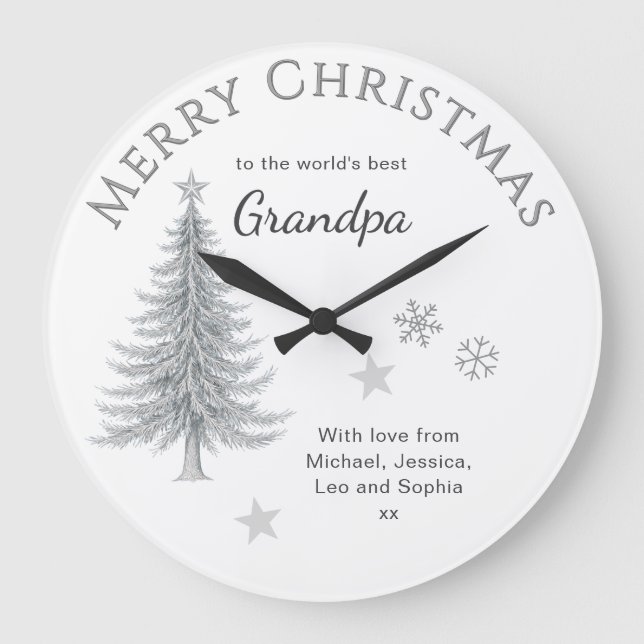 Merry Christmas Grandpa Personalized Keepsake Large Clock (Front)