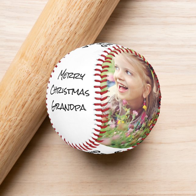 Merry Christmas Grandpa Photo Baseball (Creator Uploaded)