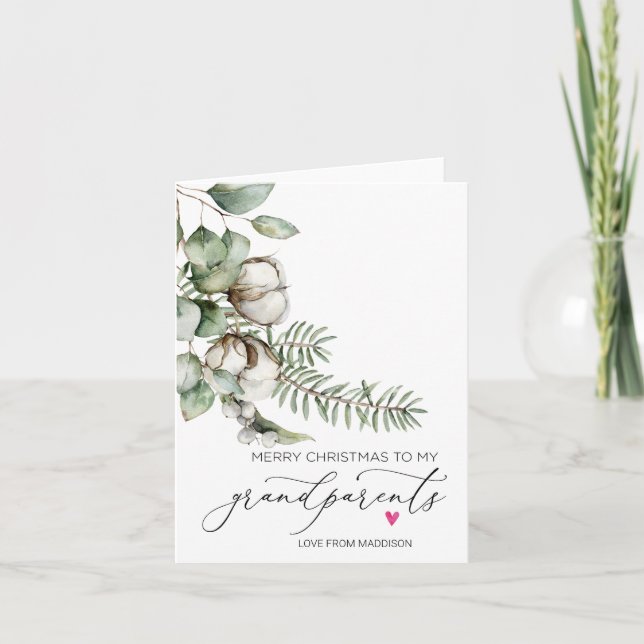 Merry Christmas Grandparents from Granddaughter Card (Front)