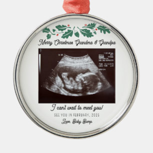 Merry Christmas Grandparents Pregnancy Baby Scan Metal Tree Decoration