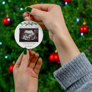 Merry Christmas Grandparents Ultrasound Pregnancy Ceramic Tree Decoration