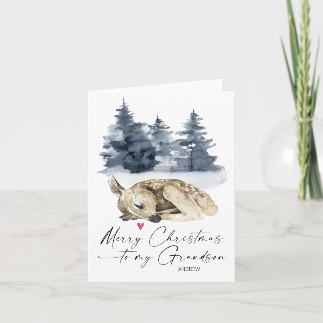 Merry Christmas Grandson from Grandparents Card (Front)