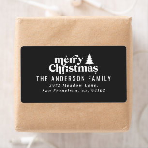 Merry Christmas graphic tree retro black