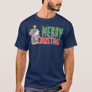 Merry Christmas Gray Wolf With Xmas Lights Lover F T-Shirt