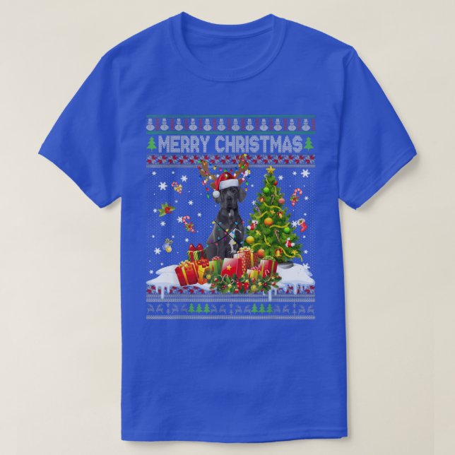 Merry Christmas Great Dane Dog Santa Xmas Lights U T-Shirt (Design Front)