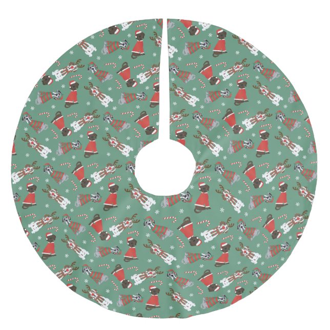 Merry Christmas Great Dane Dogs Brushed Polyester Tree Skirt (Front)