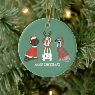 Merry Christmas Great Dane Dogs Ceramic Tree Decoration