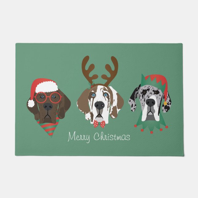 Merry Christmas Great Dane Dogs Doormat (Front)