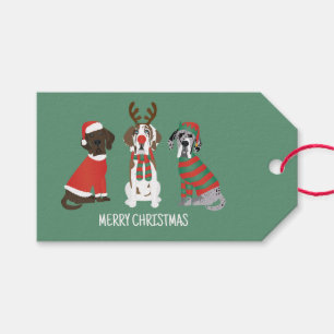 Merry Christmas Great Dane Dogs Gift Tags