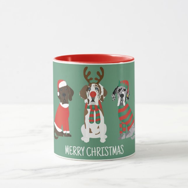Merry Christmas Great Dane Dogs Mug (Center)