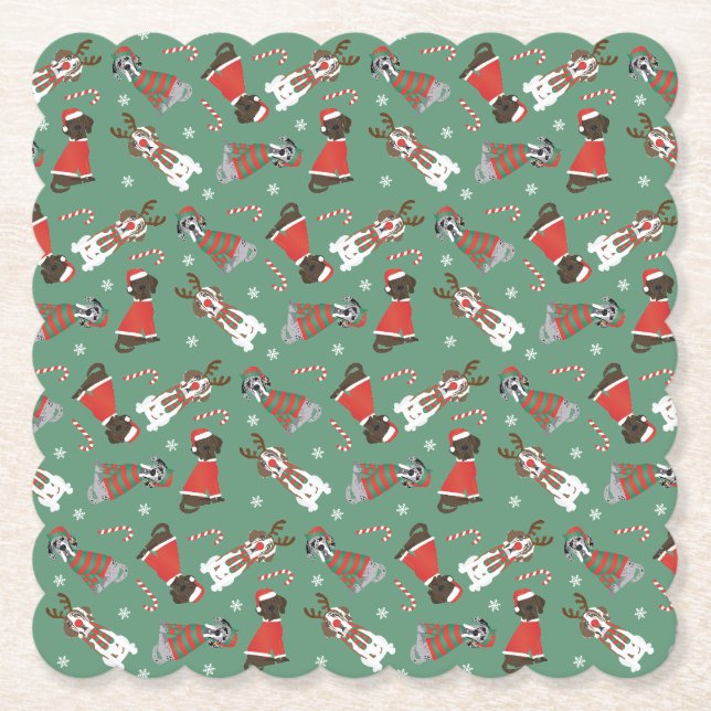 Merry Christmas Great Dane Dogs Paper Coaster (Front)