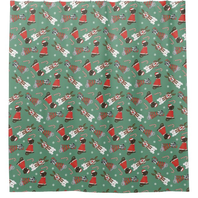 Merry Christmas Great Dane Dogs Shower Curtain (Front)