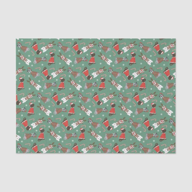 Merry Christmas Great Dane Dogs Tissue Paper (Front)