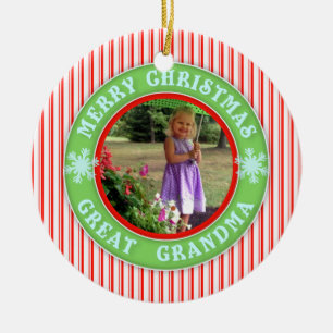 Merry Christmas Great Grandma Dated Photo Ceramic Tree Decoration