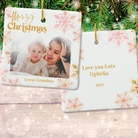 Merry Christmas Great Grandma Pink Gold Photo