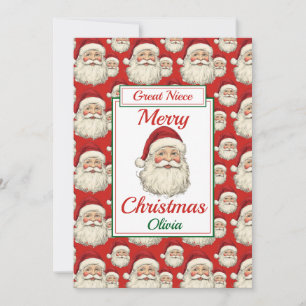 Merry Christmas Great Niece Santa Flat Holiday Card