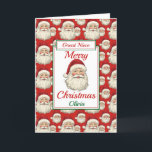Merry Christmas Great Niece Santa  Holiday Card<br><div class="desc">A lovely great Niece Christmas card.  Design pattern features santa claus smiling face and a red background.  All text can be amended as needed to customise - change daughter,  niece or sister,  then personalise with a name and inside message.</div>