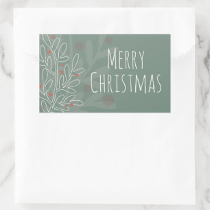 Merry Christmas green abstract mistletoe Rectangular Sticker
