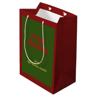Merry Christmas Green and Red Minimal Medium Gift Bag