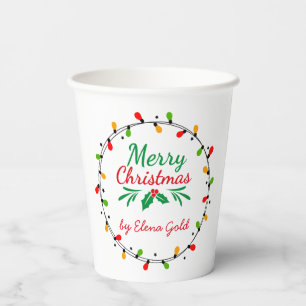 Merry Christmas Green and Red Paper Cups