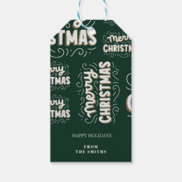 Merry Christmas | Green And White Customisable  Gift Tags