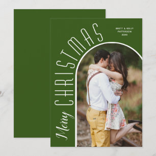 Merry Christmas Green Arch Photo Holiday Card