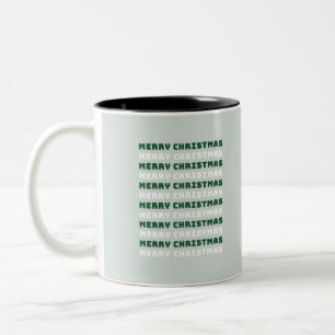 Merry Christmas, Green Christmas Art, Christmas Two-Tone Coffee Mug