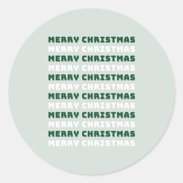 Merry Christmas, Green Christmas Art, Holiday Classic Round Sticker (Front)