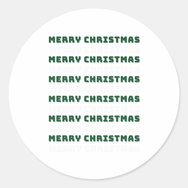 Merry Christmas, Green Christmas Art, Holiday Classic Round Sticker (Front)