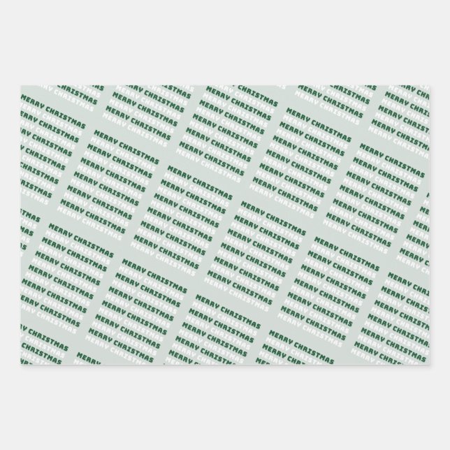 Merry Christmas, Green Christmas Art, Holiday Wrapping Paper Sheet (Front)