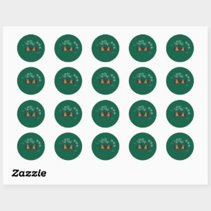 Merry Christmas Green Classic Round Sticker