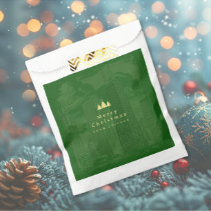 Merry Christmas Green Custom Favour Bags