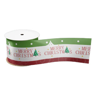 Merry Christmas Green Dot Stripe and Red Stripe  S Satin Ribbon