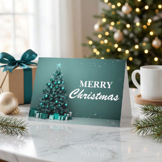 Merry Christmas Green Elegant Modern Holiday Card